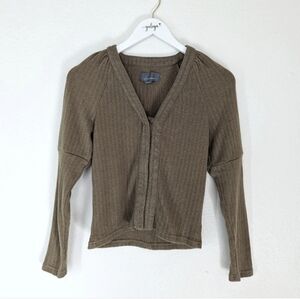 Anthropologie Knit army/olive Green Cardigan Sweater Small Cropped